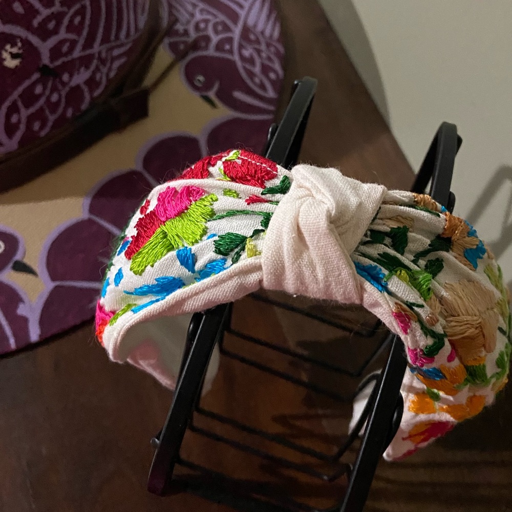 Handmade embroidered floral headband